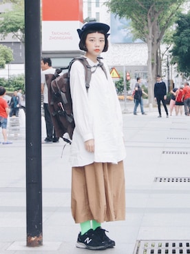 「meanswhile（ミーンズワイル）のアイテム（バックパック/リュック）」を使った、AILO👦🏼さん（レディース・153cm）の春コーディネート