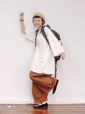 「meanswhile（ミーンズワイル）のアイテム（バックパック/リュック）」を使った、AILO👦🏼さん（レディース・153cm）の夏コーディネート