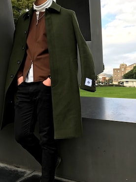 「アイテム（ステンカラーコート）」を使った、みやさん（メンズ・172cm・10代）の冬コーディネート
