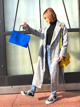 「VIS（ビス）のアイテム（トレンチコート、グレー系）」を使った、annpiさん（レディース・158cm）の春コーディネート