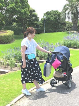「ベルクロ」｜「アイテム（アクセサリー）」を使った、3yamaさん（レディース・160cm）の夏コーディネート