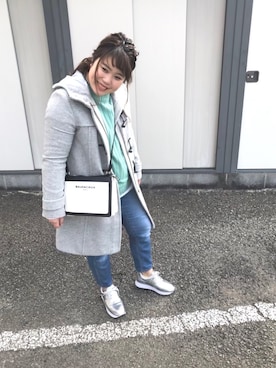 「シルバーシューズ」｜「アイテム（ダッフルコート）」を使った、3yamaさん（レディース・160cm）の冬コーディネート