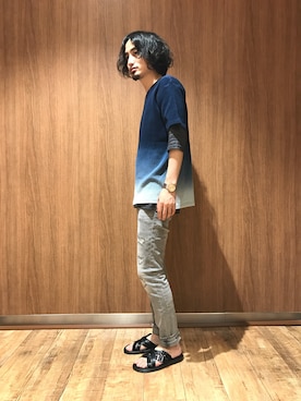 「ワッフル」｜「アイテム（サンダル）」を使った、Morishitaさん（メンズ・174cm）の夏コーディネート