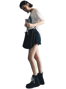 「UNIF（ユニフ）のアイテム（パンツ）」を使った、mao.さん（レディース・165cm）の夏コーディネート