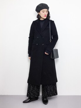「NOISE MAKER（ノイズメーカー）のアイテム（チェスターコート）」を使った、ハマアイさん（レディース・161cm）の冬コーディネート