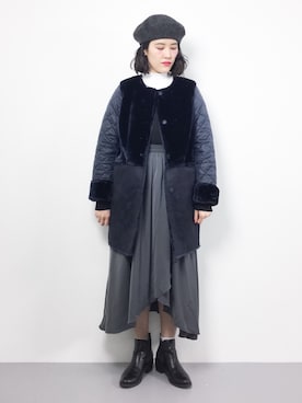 「Bou Jeloud（ブージュルード）のアイテム（ダウンジャケット/コート）」を使った、ハマアイさん（レディース・161cm）の冬コーディネート