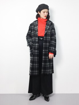 「reca（レカ）のアイテム（チェスターコート）」を使った、ハマアイさん（レディース・161cm）の冬コーディネート