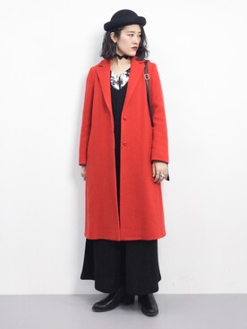 「Steven Alan（スティーブンアラン）のアイテム（チェスターコート）」を使った、ハマアイさん（レディース・161cm）の冬コーディネート