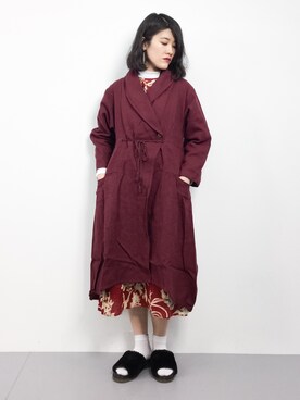 「チャイハネ（チャイハネ）のアイテム（チェスターコート）」を使った、ハマアイさん（レディース・161cm）の冬コーディネート