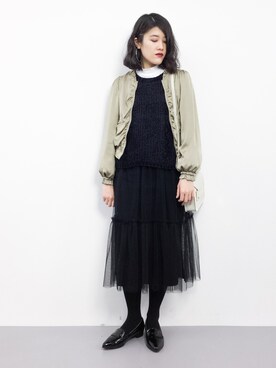 「Supreme.La.La.（シュープリームララ）のアイテム（ブルゾン）」を使った、ハマアイさん（レディース・161cm）の冬コーディネート