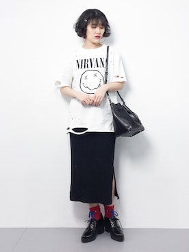 「NIRVANA（ニルヴァーナ）のアイテム」を使った、ハマアイさん（レディース・161cm）の春コーディネート