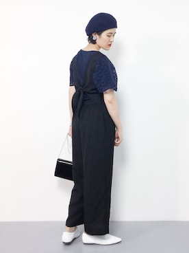 「大ぶりアクセサリー」｜「アイテム（ワンピース/ドレス）」を使った、ハマアイさん（レディース・161cm）の夏コーディネート