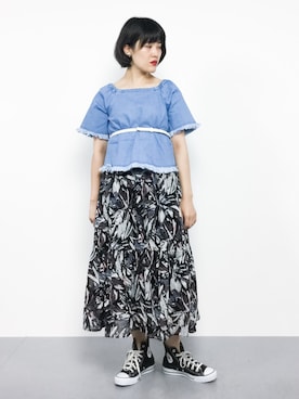 「Lee（リー）のアイテム（シャツ/ブラウス）」を使った、ハマアイさん（レディース・161cm）の夏コーディネート