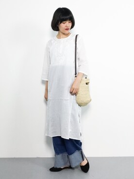 「お買い物」｜「アイテム（ワンピース/ドレス）」を使った、ハマアイさん（レディース・161cm）の夏コーディネート