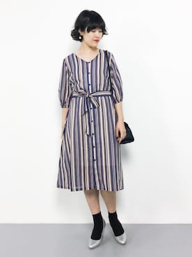 「FREE'S MART（フリーズマート）のアイテム（シャツワンピース）」を使った、ハマアイさん（レディース・161cm）の秋コーディネート