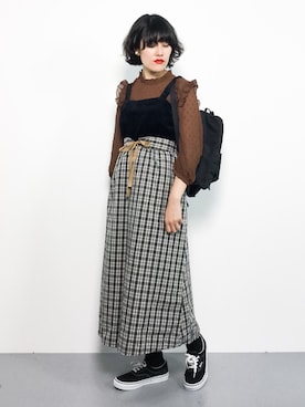 「SLOBE IENA（スローブイエナ）のアイテム（バックパック/リュック）」を使った、ハマアイさん（レディース・161cm）の秋コーディネート