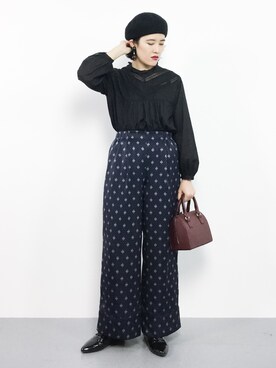 「アイテム（ボストンバッグ、レッド系）」を使った、ハマアイさん（レディース・161cm）の秋コーディネート