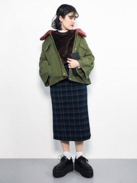 「IENA」｜「アイテム（スウェット）」を使った、ハマアイさん（レディース・161cm）の冬コーディネート