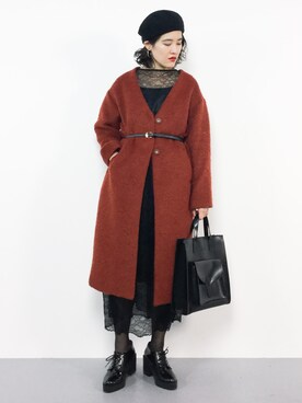 Ray BEAMS / シャギー Vネック ロング コートを使った人気ファッション