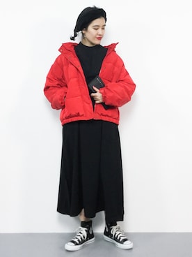 「w closet」｜「アイテム（ダウンジャケット/コート）」を使った、ハマアイさん（レディース・161cm）の冬コーディネート