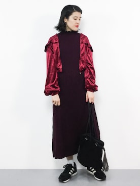 「Factor=（ファクターイコール）のアイテム（ワンピース/ドレス）」を使った、ハマアイさん（レディース・161cm）の冬コーディネート