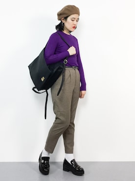 「FREE'S MART（フリーズマート）のアイテム（ハンチング/ベレー帽）」を使った、ハマアイさん（レディース・161cm）の冬コーディネート