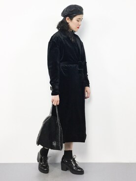 「パーティー」｜「アイテム（チェスターコート）」を使った、ハマアイさん（レディース・161cm）の冬コーディネート