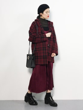 「CLEARIMPRESSION （クリアインプレッション）のアイテム（オールインワン・サロペット）」を使った、ハマアイさん（レディース・161cm）の冬コーディネート