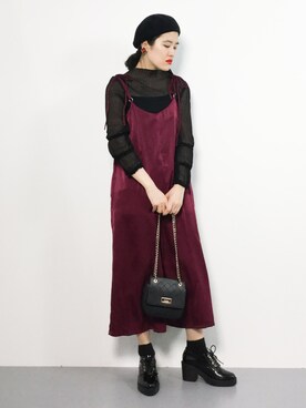 「CLEARIMPRESSION （クリアインプレッション）のアイテム（オールインワン・サロペット）」を使った、ハマアイさん（レディース・161cm）の冬コーディネート