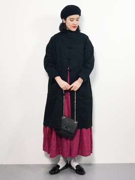 「MERLOT（メルロー）のアイテム（その他アウター）」を使った、ハマアイさん（レディース・161cm）の冬コーディネート