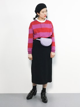 「ラガーシャツ」｜ハマアイさん（レディース・161cm）の冬コーディネート