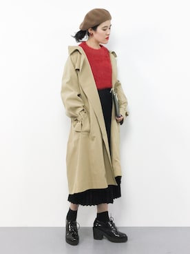 「AMERICAN HOLIC（アメリカンホリック）のプリーツロングスカート（スカート）」を使った、ハマアイさん（レディース・161cm）の春コーディネート