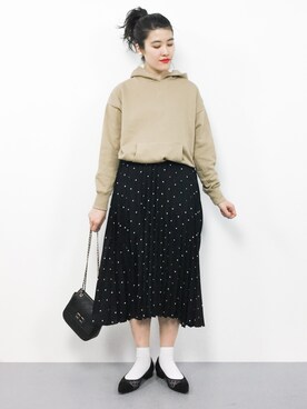 「A part by（アパートバイ）のアイテム（パーカー）」を使った、ハマアイさん（レディース・161cm）の春コーディネート