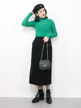 「IENA」｜「アイテム（ハンチング/ベレー帽）」を使った、ハマアイさん（レディース・161cm）の春コーディネート