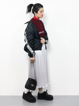 「PAMEO POSE」｜「アイテム（ナイロンジャケット）」を使った、ハマアイさん（レディース・161cm）の春コーディネート