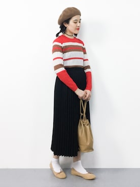 「AMERICAN HOLIC（アメリカンホリック）のプリーツロングスカート（スカート）」を使った、ハマアイさん（レディース・161cm）の春コーディネート