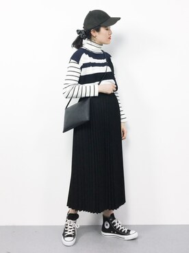 「AMERICAN HOLIC（アメリカンホリック）のプリーツロングスカート（スカート）」を使った、ハマアイさん（レディース・161cm）の春コーディネート