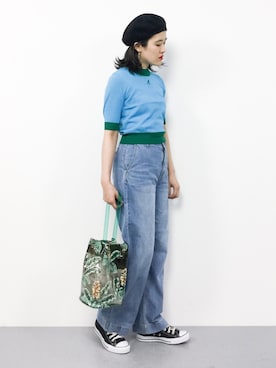 「TODAYFUL（トゥデイフル）のアイテム（ハンチング/ベレー帽）」を使った、ハマアイさん（レディース・161cm）の春コーディネート