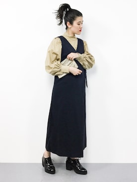 「パーティースタイル」｜「アイテム（サロペット/オーバーオール）」を使った、ハマアイさん（レディース・161cm）の春コーディネート