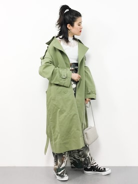 「ボタニカル」｜「アイテム（トレンチコート）」を使った、ハマアイさん（レディース・161cm）の春コーディネート