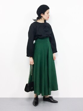 「MERLOT（メルロー）のアイテム（ブルゾン）」を使った、ハマアイさん（レディース・161cm）の春コーディネート