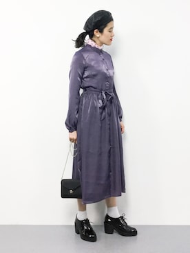 「&. NOSTALGIA（アンドドットノスタルジア）のアイテム（シャツワンピース）」を使った、ハマアイさん（レディース・161cm）の春コーディネート