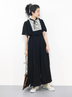 「Khaju（カージュ）のアイテム（つなぎ/オールインワン）」を使った、ハマアイさん（レディース・161cm）の夏コーディネート