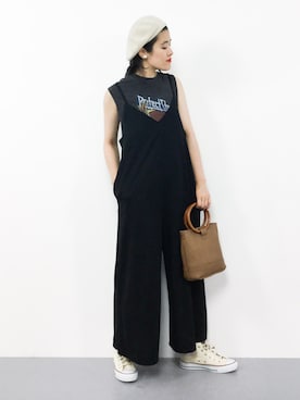 「LEPSIM（レプシィム）のアイテム（つなぎ/オールインワン）」を使った、ハマアイさん（レディース・161cm）の夏コーディネート
