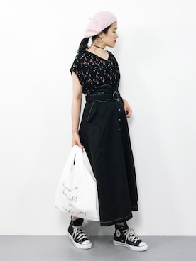 「ISOOK（アイスー）のアイテム（トートバッグ）」を使った、ハマアイさん（レディース・161cm）の夏コーディネート