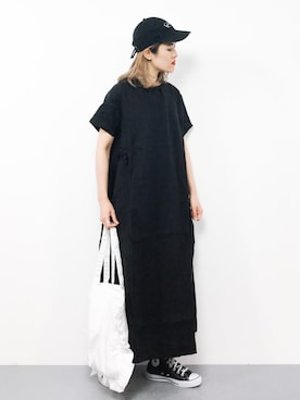 「RED CHOP WORKS（レッドチョップワークス）のアイテム（ワンピース/ドレス）」を使った、ハマアイさん（レディース・161cm）の夏コーディネート