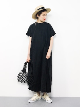 「RED CHOP WORKS（レッドチョップワークス）のアイテム（ワンピース/ドレス）」を使った、ハマアイさん（レディース・161cm）の夏コーディネート