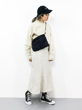 「TODAYFUL（トゥデイフル）のポケットナイロンサコッシュ（ボディバッグ/ウエストポーチ）」を使った、ハマアイさん（レディース・161cm）の秋コーディネート