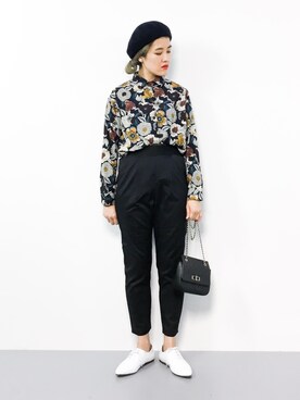 「黒パンツ」｜ハマアイさん（レディース・161cm）の秋コーディネート