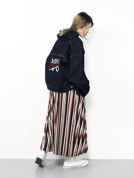 「kutir」｜「アイテム（デニムジャケット）」を使った、ハマアイさん（レディース・161cm）の秋コーディネート